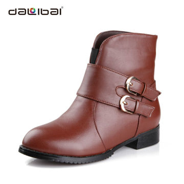 Fashion sexy black low heel ankle boots for women